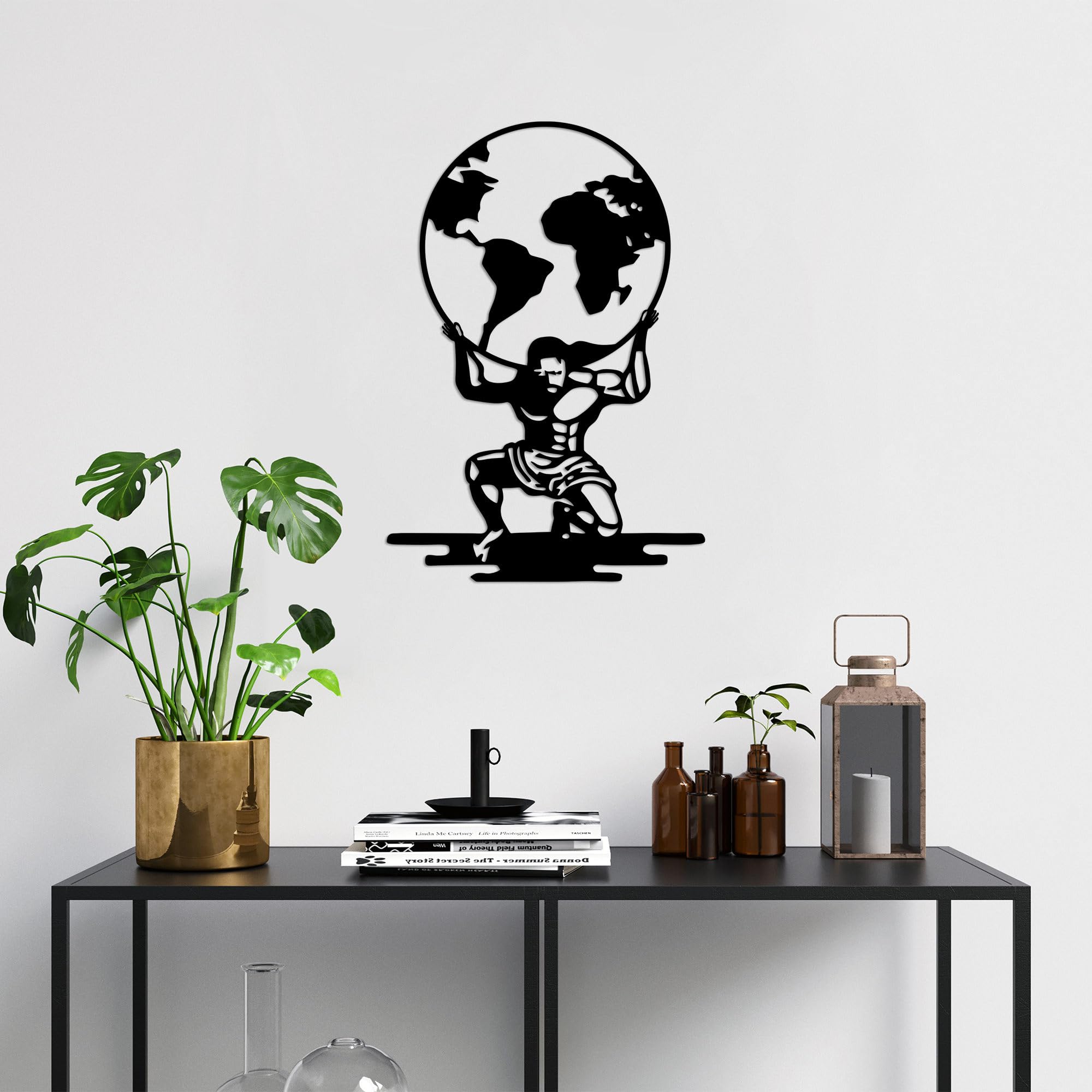 Stylish Black Decorative Metal Wall Accessory, 49 x 70 cm, 100% Metal (1.5 mm Thick), Easy Wall Mounting, Perfect for Modern Home Decor