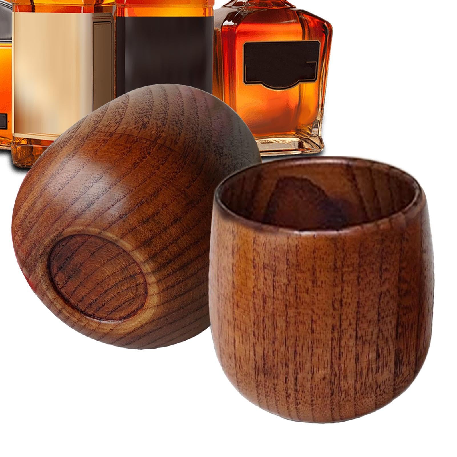 Vasos de madera para whiskey hechos a mano set rústico de 2 piezas para bar
