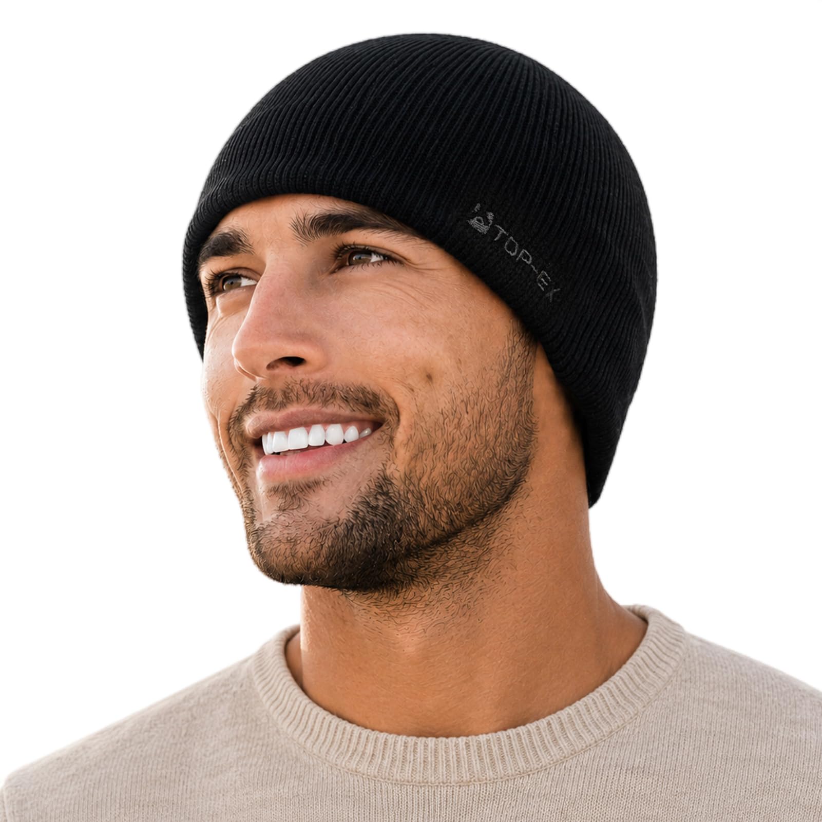 TOP-EX 100% Merinowolle Beanie mit Polartec-Fleece, große Größen