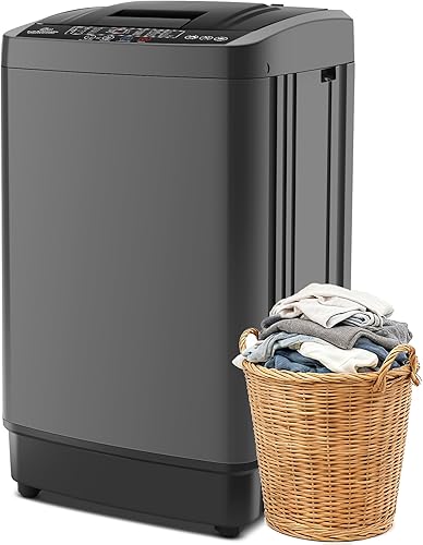 Nictemaw Lavadora portátil de 2.4 pies cúbicos, capacidad de 17.8 libras, lavadora automática completa con bomba de drenaje, 10 programas de lavado
