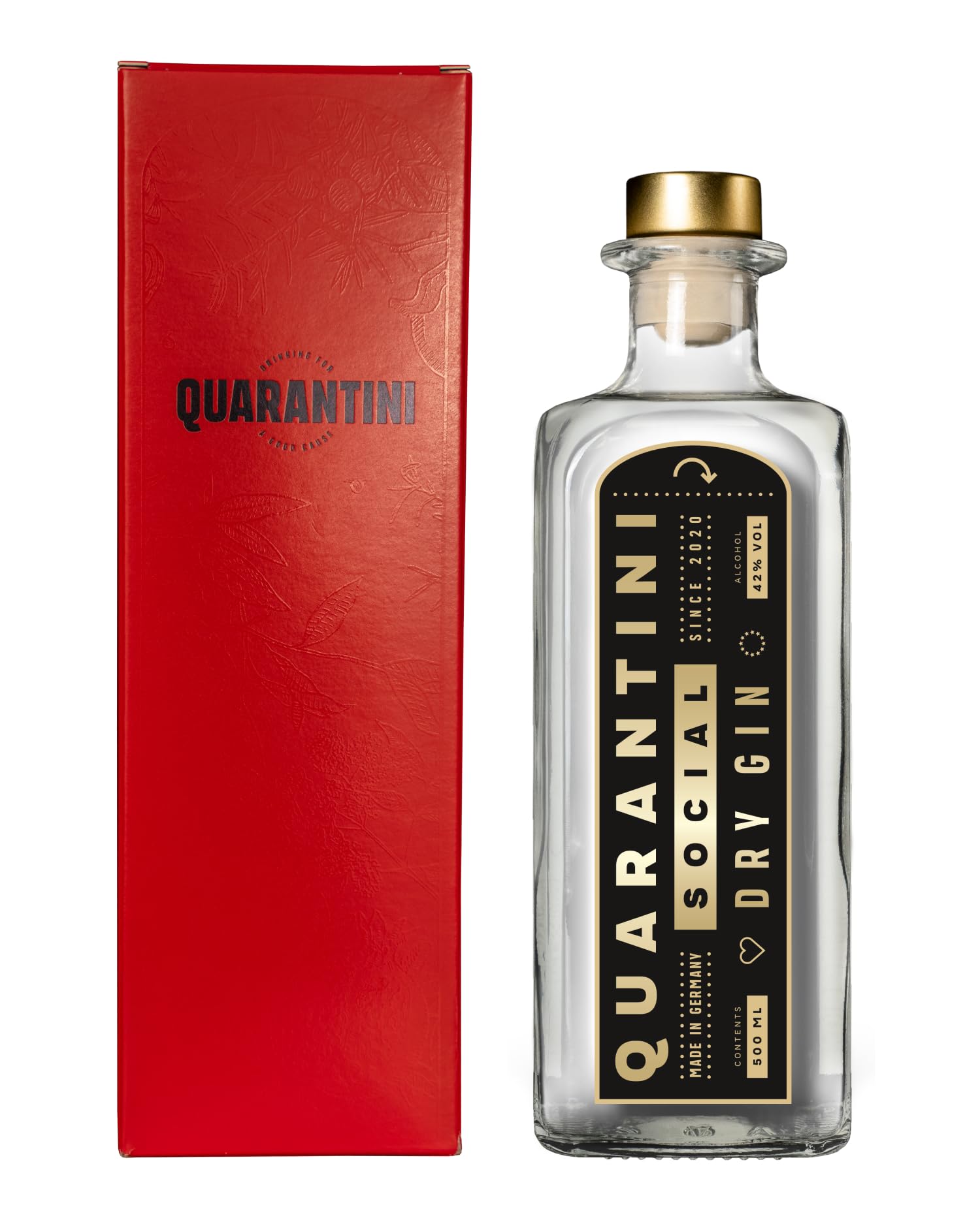 Quarantini Dry Gin 42% Vol. (500 ml inkl. Geschenkverpackung) – mit aromatischen Botanicals aus Papaya, Bergamotte und Pomeranze