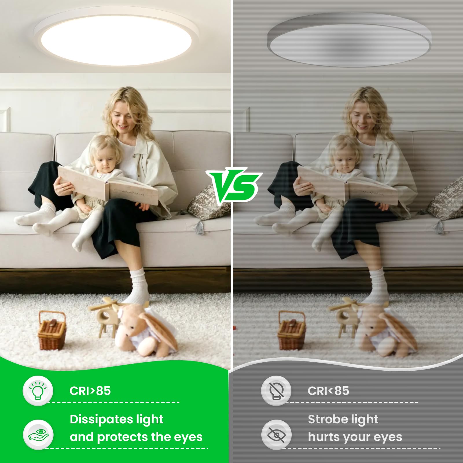 OTREN Ściemnialna lampa sufitowa LED 52 W 5200 lm z pilotem zdalnego sterowania i aplikacją, tryb nocny, timer i pamięć, 3000 K–6500K, wodoodporna IP44, do łazienki, kuchni i sypialni, 50 cm