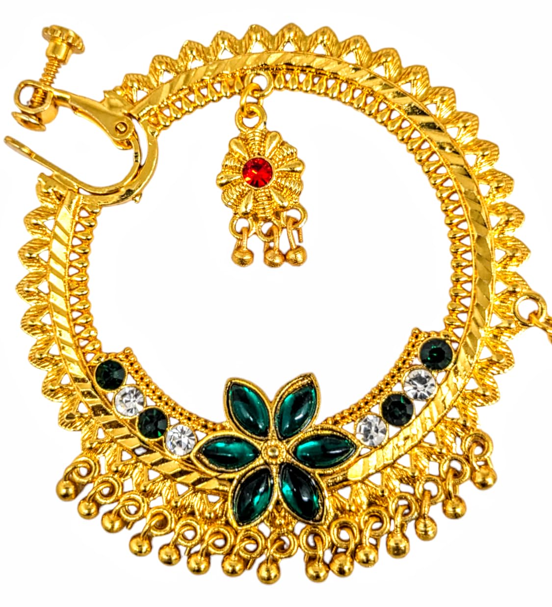 Gold plated Round Pahadi Nath Traditional Uttrakhandi Nath/Marathi Nath/Nose Ring Pin without Piercing Press On Nosepin Nose Screw nath For Women & Girls (B0DC5NW5LQ) Amazon Price History, Amazon Price Tracker