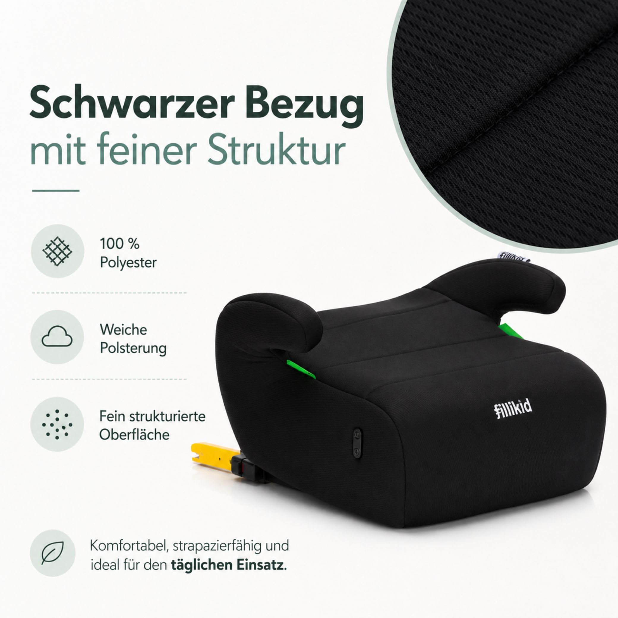 Fillikid Sitzerhöhung Exklusiv i-Size R129 125–150 cm Autositz Booster Seat Isofix-Befestigung