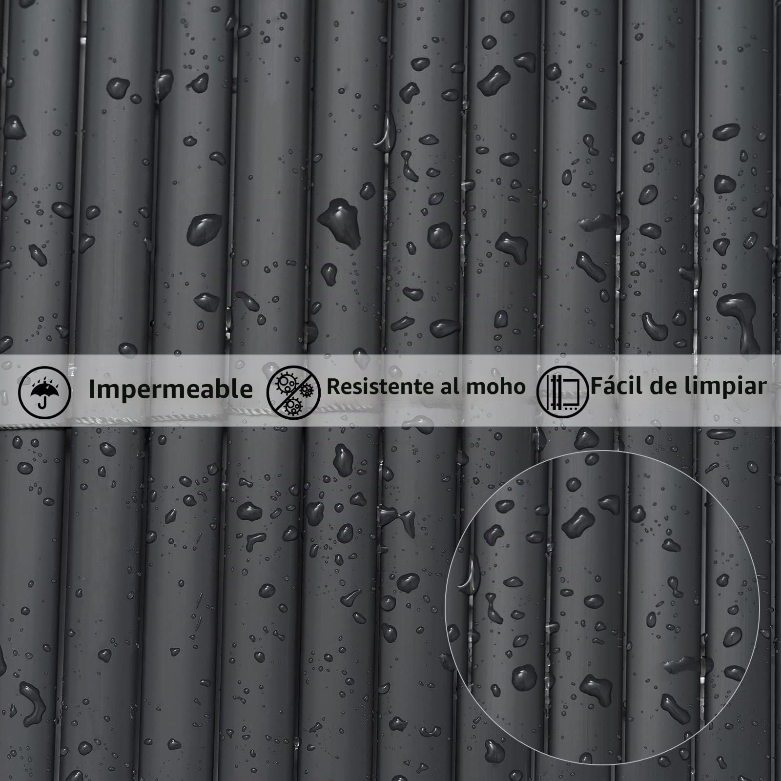 WOLTU Cañizo PVC pantallas protectoras 500x120 cm, resistente a los rayos UV protección contra el viento, valla privacidad para Jardín, Balcón o Terraza, Gris