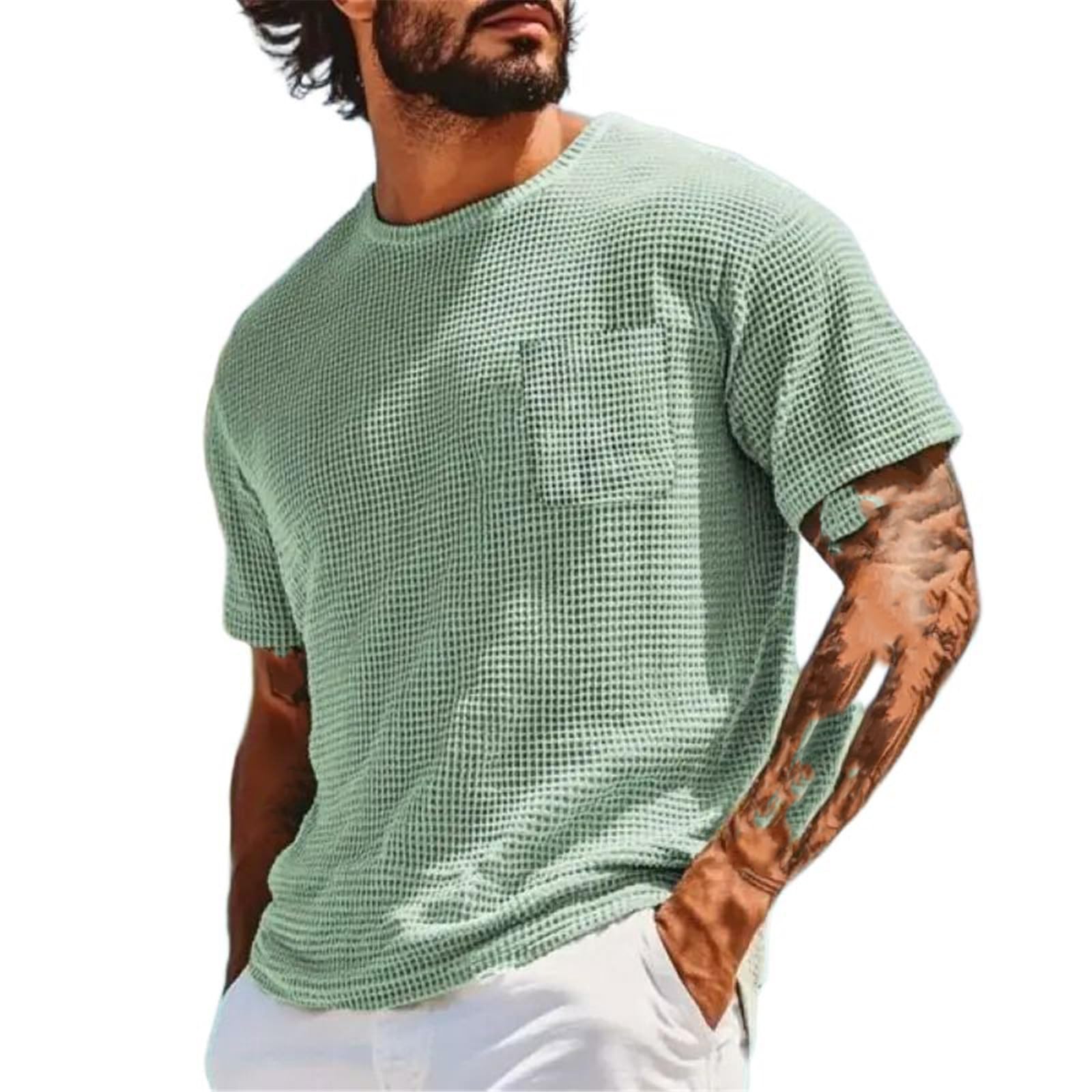 MORISTE Maglietta Uomo Casual Basic, Girocollo Manica Corta Top Quotidiano