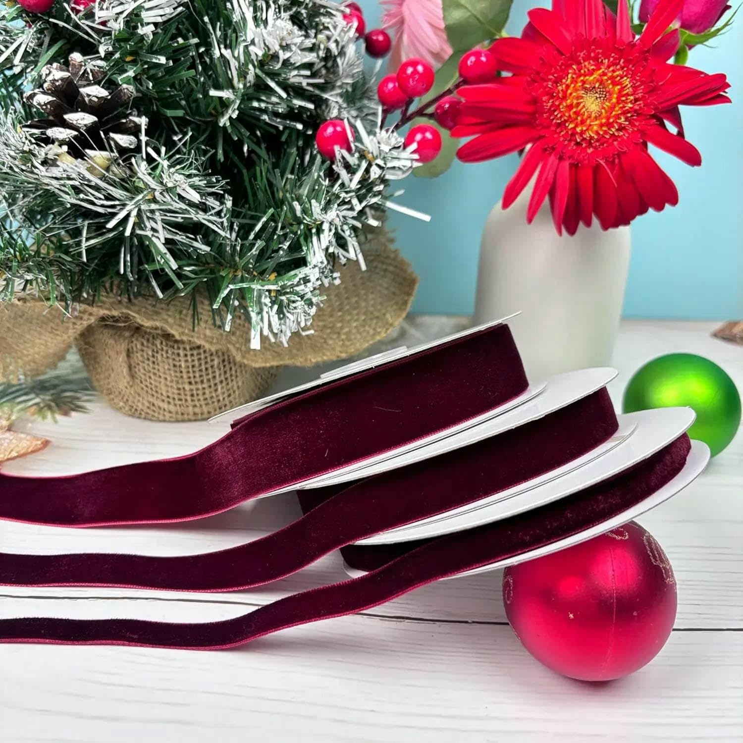 Nastro di velluto da 1/2/2,5 cm, decorazione per feste di nozze, fiocco per capelli fatto a mano, decorazione natalizia fai da te, nastro in corda, verde, 2,5 cm