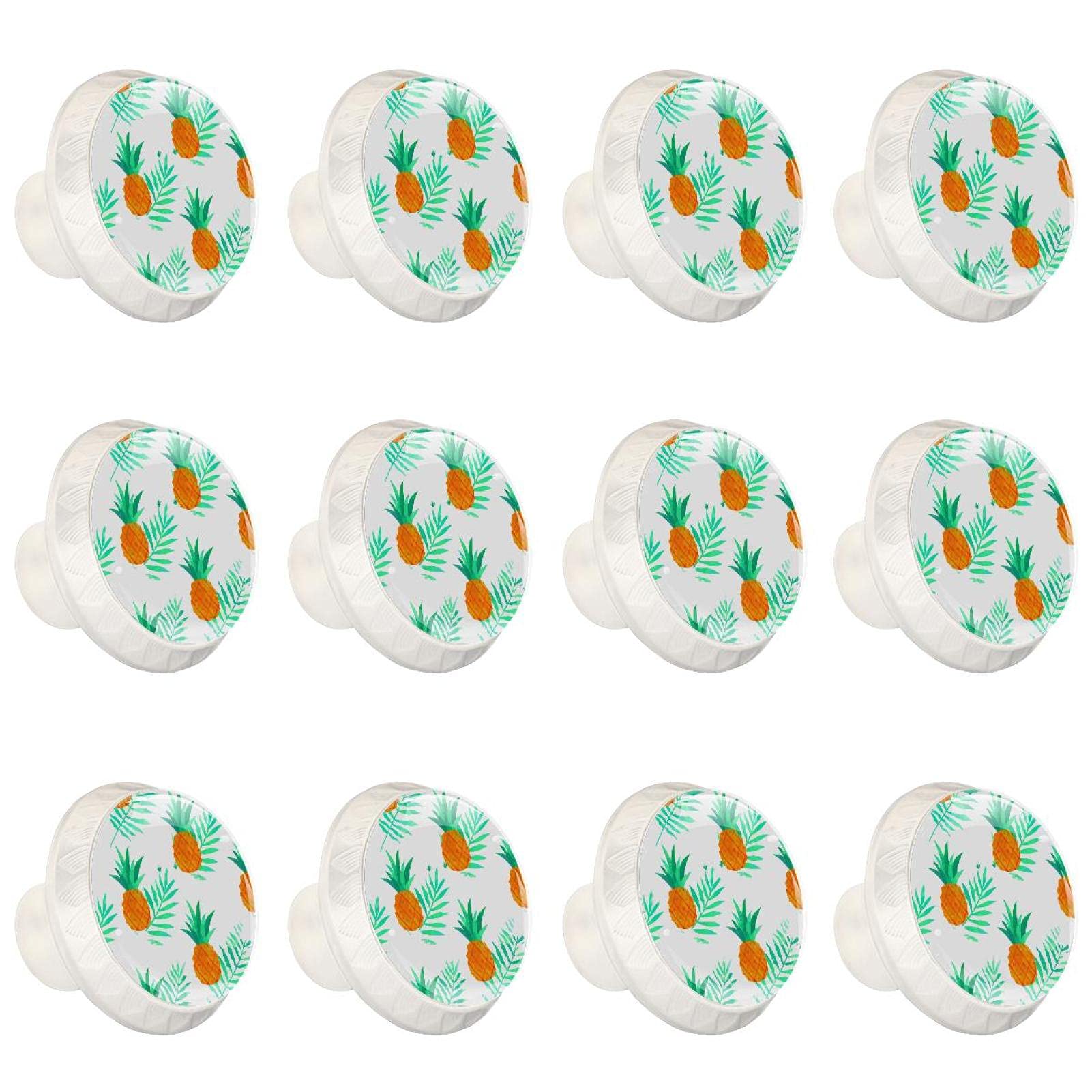 Boutons d'armoires de cuisine ronds blancs avec motifs de fruits poignées de tiroirs