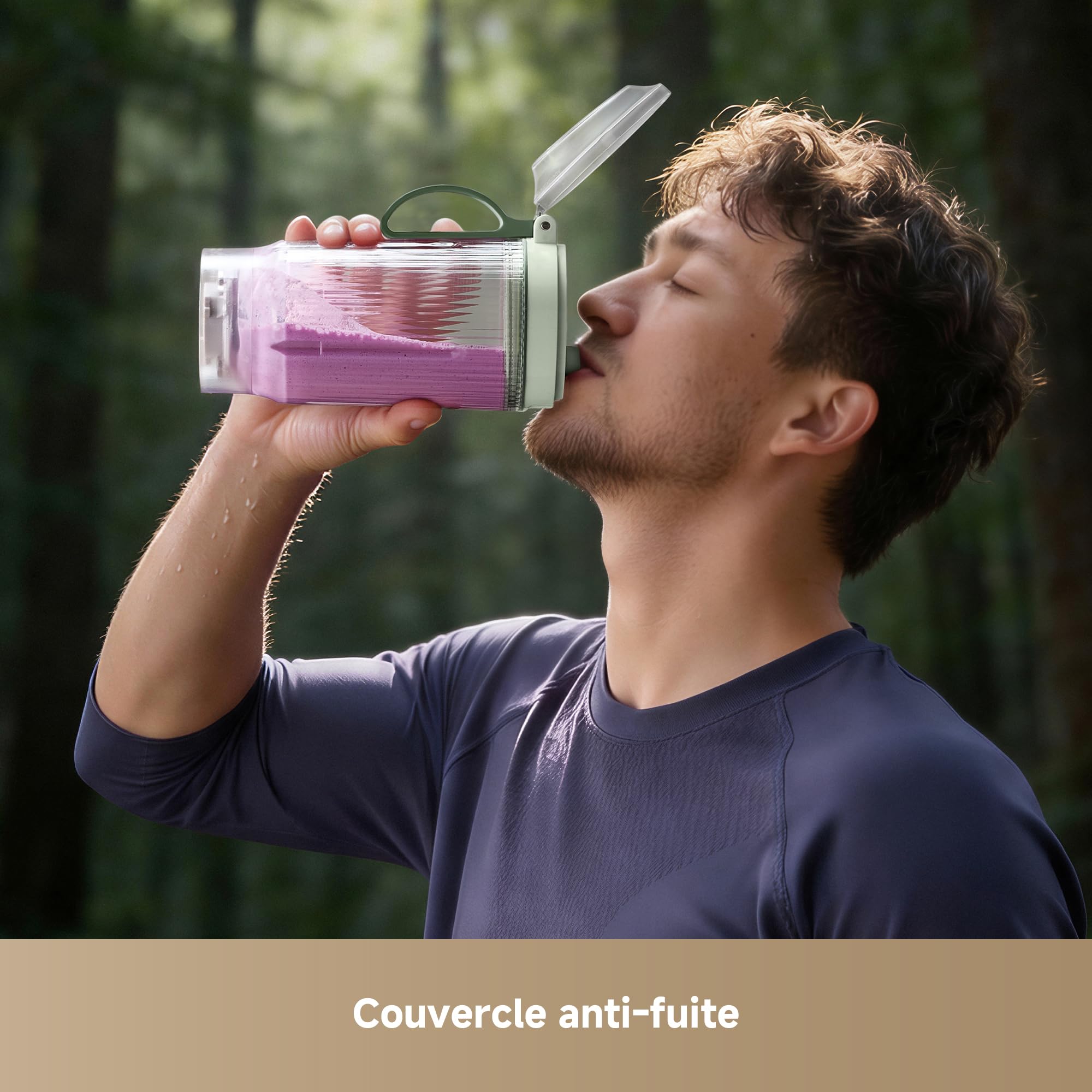 DREAME PortFresh Portable Blender, base moteur rangeable, charge rapide, gobelet 880 mL sans BPA (capacité de mixage 500 mL), 5 fonctions préréglées, mode autonettoyant, compatible lave-vaisselle