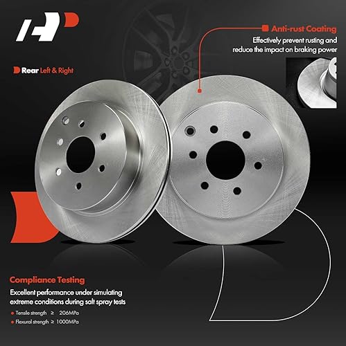 Miniatura 2 de A-Premium Rotores de freno de disco ventilados traseros de 12.11 pulgadas (12.126 in) compatibles con modelos seleccionados de Nissan, Pathfinder