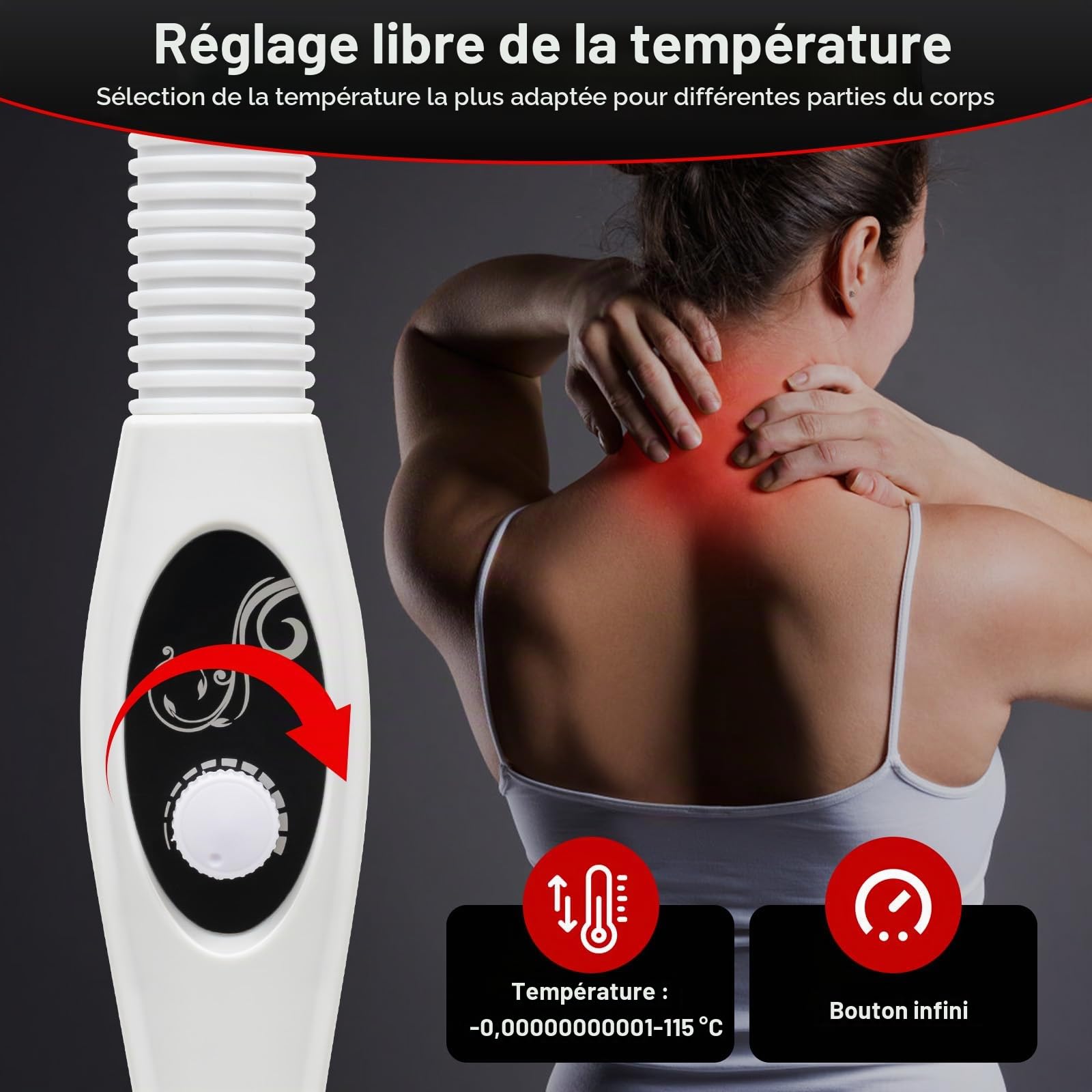 275W Lampe Infrarouge Lampe Chauffante 360° Lampe à Infrarouge sur Pied pour Soulager Les Douleurs Musculaires ou Les Rhumes, Température réglable