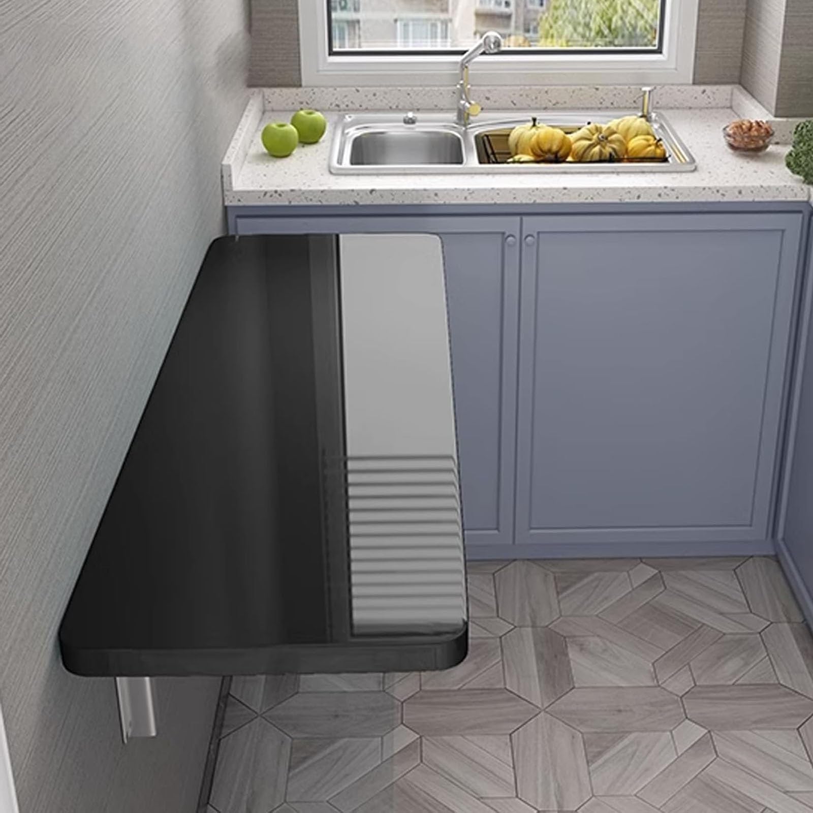 Table murale pliante 100x30cm pour gain de place cuisine et buanderie