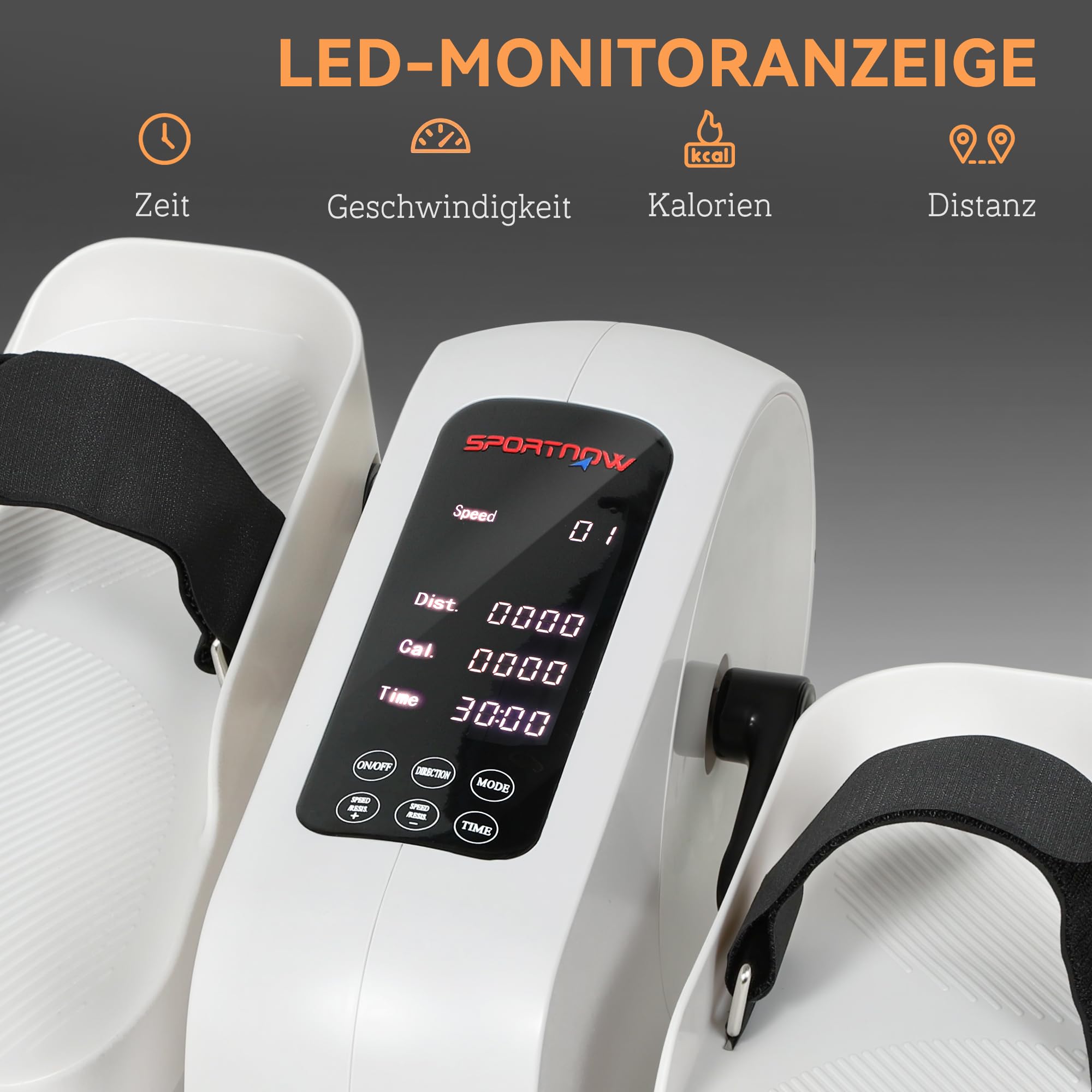 SPORTNOW Mini Ellipsentrainer Elektrischer Crosstrainer 12 Geschwindigkeiten 7 Widerstand Fernbedienung LED-Display rutschfest Leise Beintrainer
