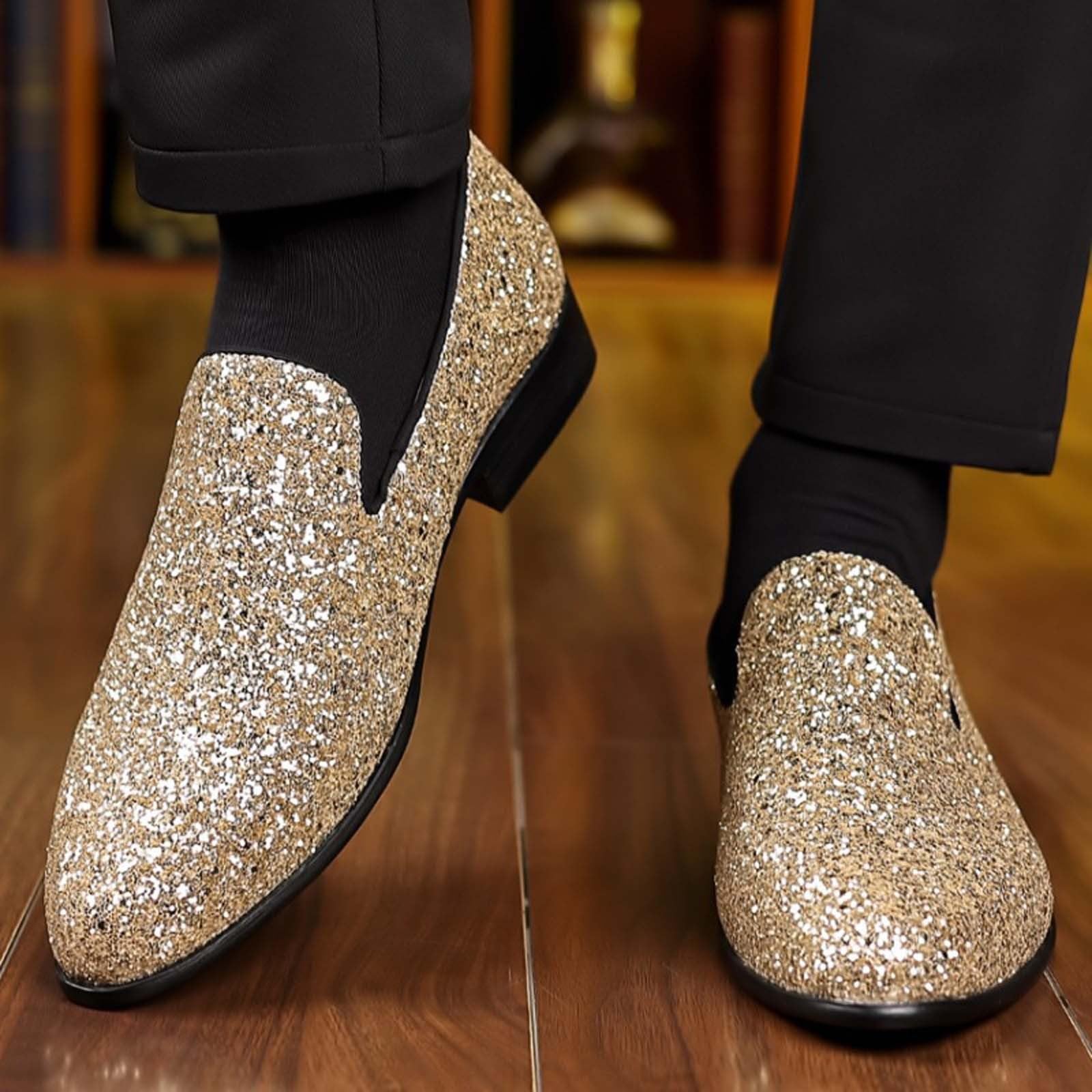 Glitzer Schuhe Herren Silberne Glitzerschuhe Goldene Sneaker Silber Pailletten Schuhe Plateau 70er Jahre Party Tanzschuhe Elegante Partyschuhe Turnschuhe Abendschuhe für Karneval,Hochzeit