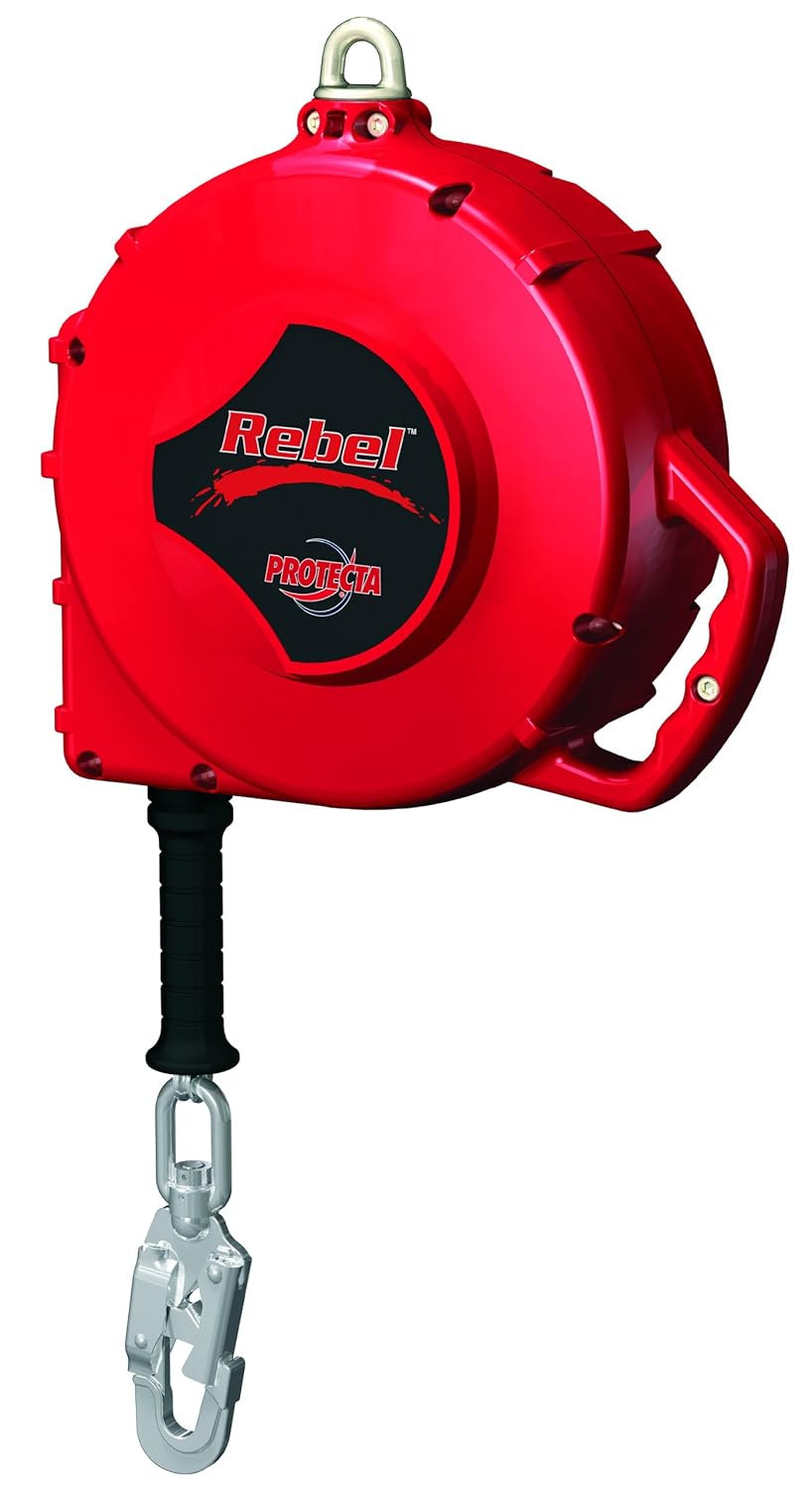 3M Protecta Rebel 3590601 Self Retracting Lifeline, 66', Stainless Steel Cable, Aluminum Housing, Carabiner, 420LB Capacity, Red