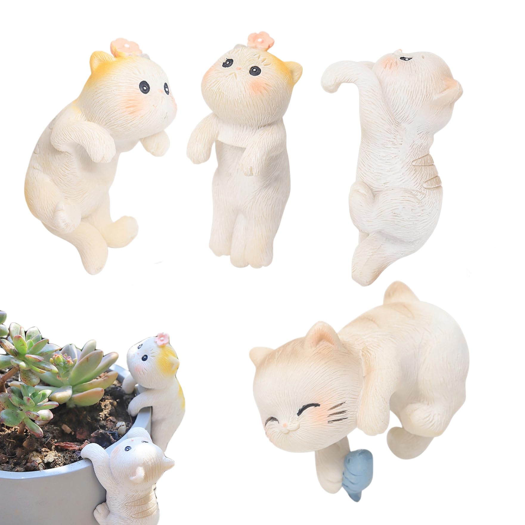 Figurines de chats en résine imperméable pour terrarium