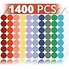 1400 Pcs Colored Dot Stickers, 3/4 Inch Round Color Coding Labels, 10 Color Circle Price Stickers for Office, Classroom, Papers - Multi