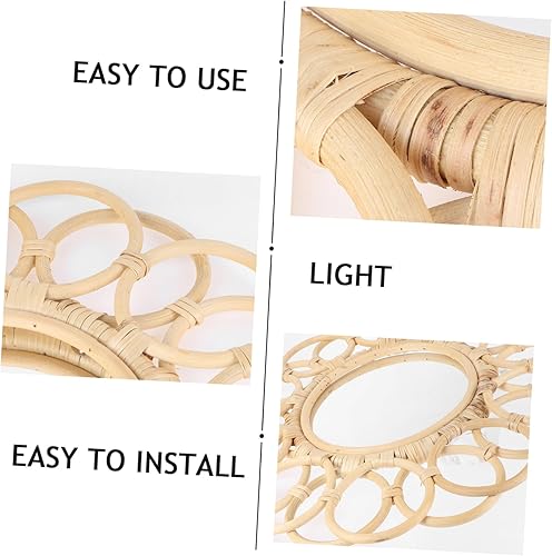 Miniatura 6 de DECHOUS Espejo de tejido de ratán de estilo de mediados de siglo, decoración creativa para colgar