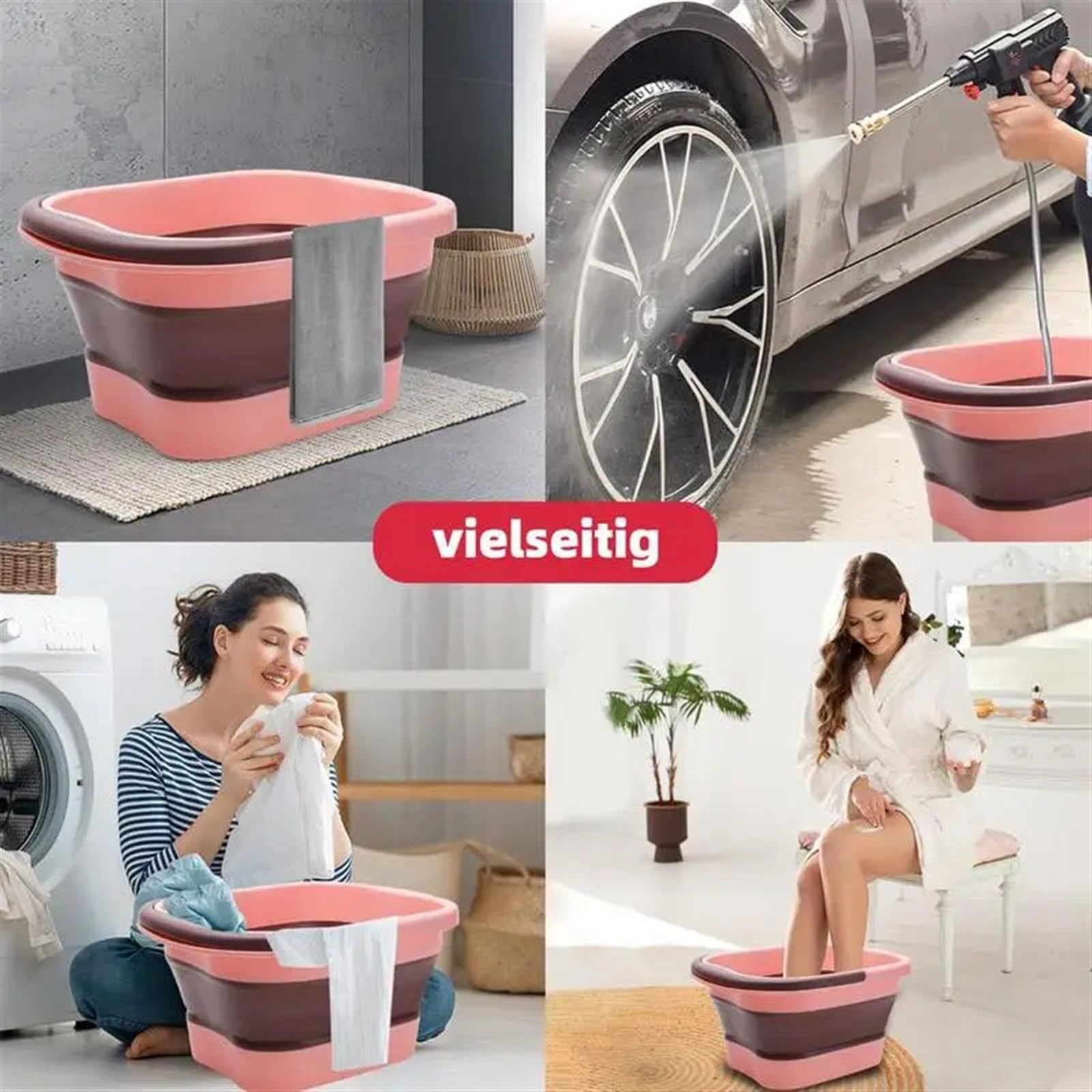 Baño De Pies Plegable Baño de pies plegable, lavabo for baño , Cubo Spa for 15l, portátil gran espacio con mango, bañera for(Gray)