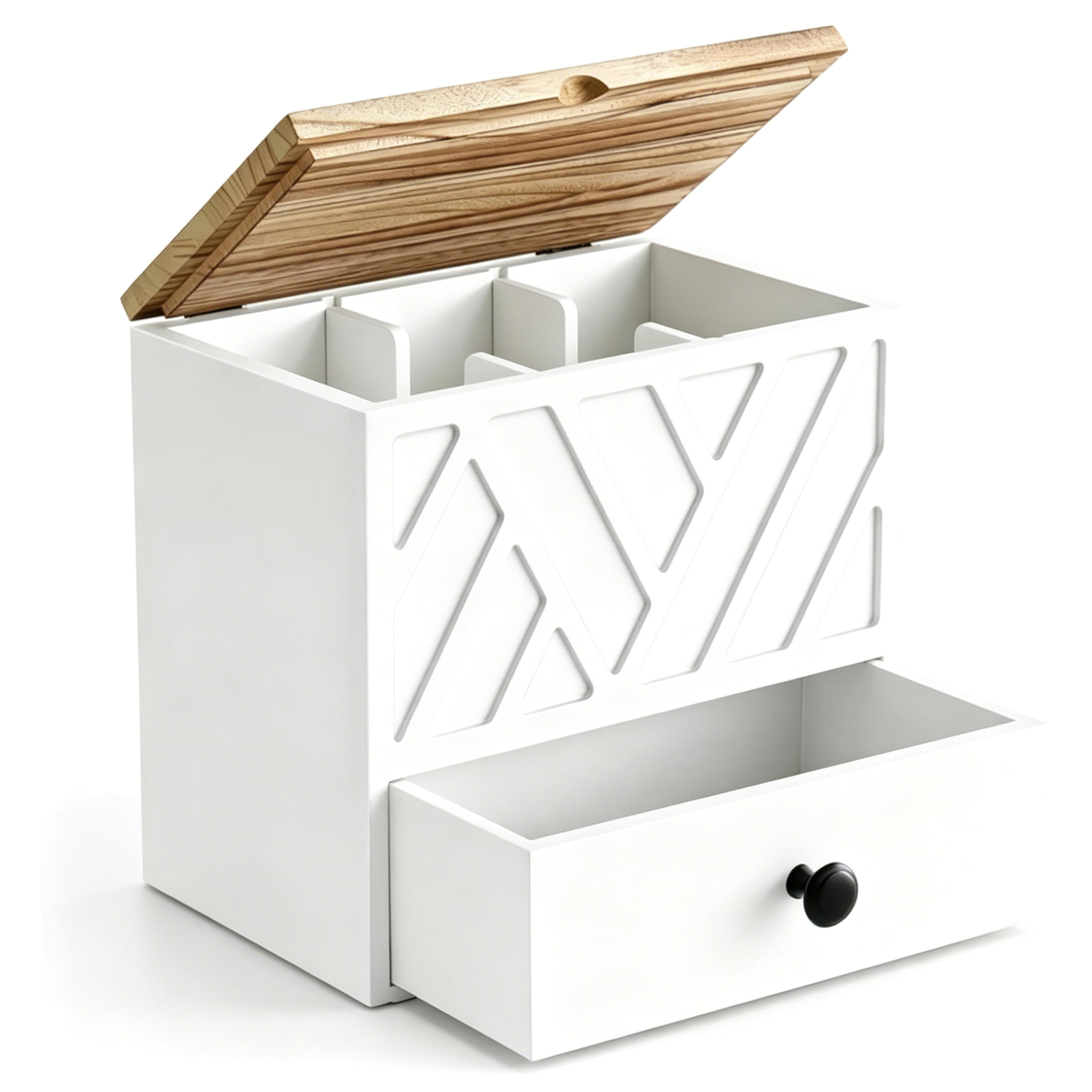 Tampon Holder for Bathroom, 3-compartment Tampon Storage, White