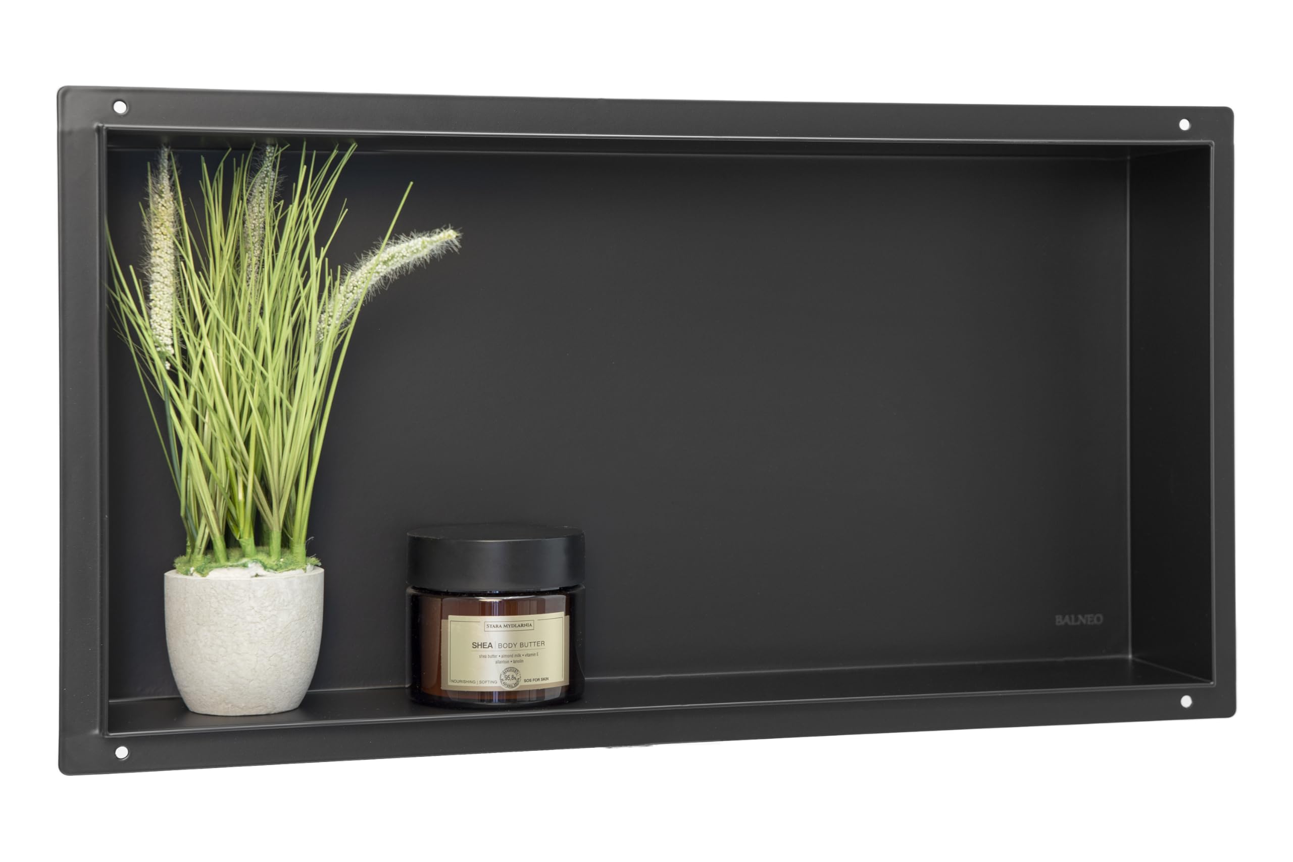 Wall-Box NO Rim Nicho de Ducha de Pared Nicho de Ducha de Acero Inoxidable 60x30x10cm, Negro, Impermeable, Nicho para Utensilios de Baño, Wall-Box NO Rim Negro, Debajo de los Azulejos