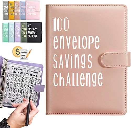 Qiddo Carpeta de desafío de 100 sobres carpeta de presupuesto A5 para ahorrar dinero con sobres de efectivo, carpeta de ahorro de dinero, libro de