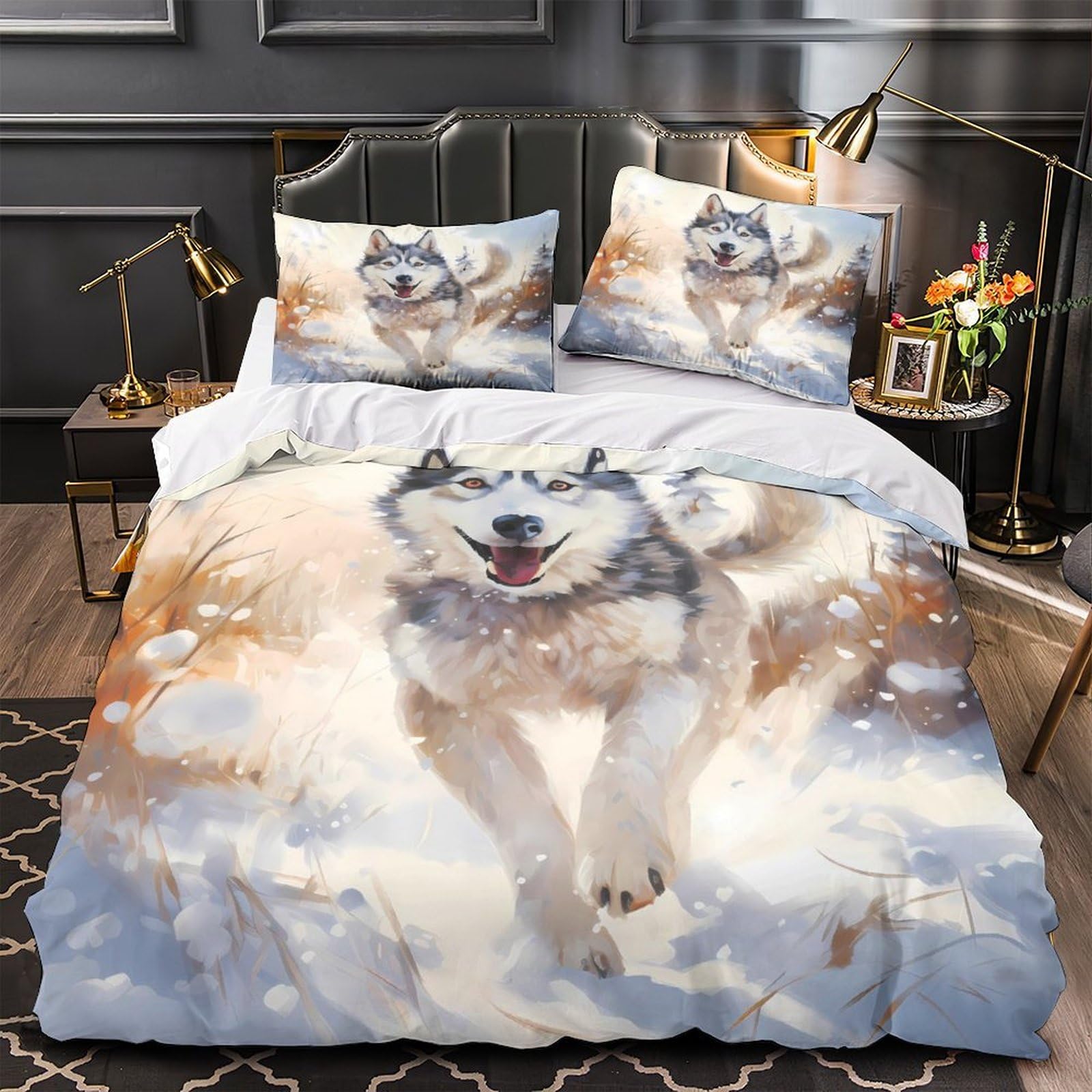 Parure de lit Shih Tzu King anti-acarien et infroissable avec housse zippée 220x240