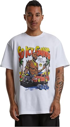 Mister Tee Men's T-Shirt Gucci Mane Drip Oversize Tee, 100% Cotton, White, 3XL, L