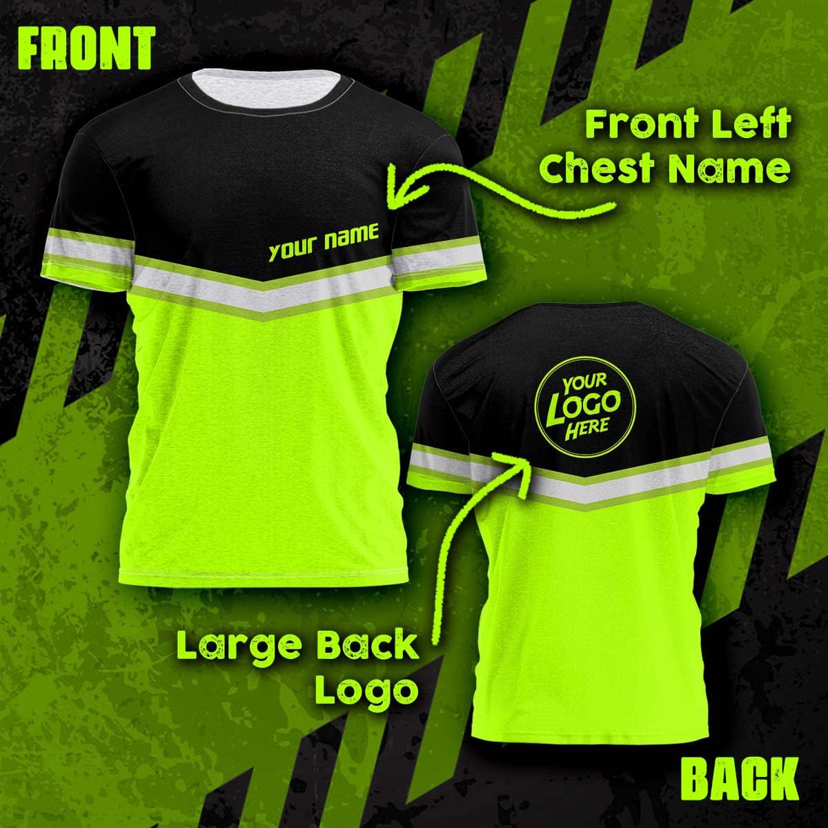 Company, Team Uniform High Visibility Shirt for Men Safety Shirt Custom Logo Name with Reflective Tapes AMZ02