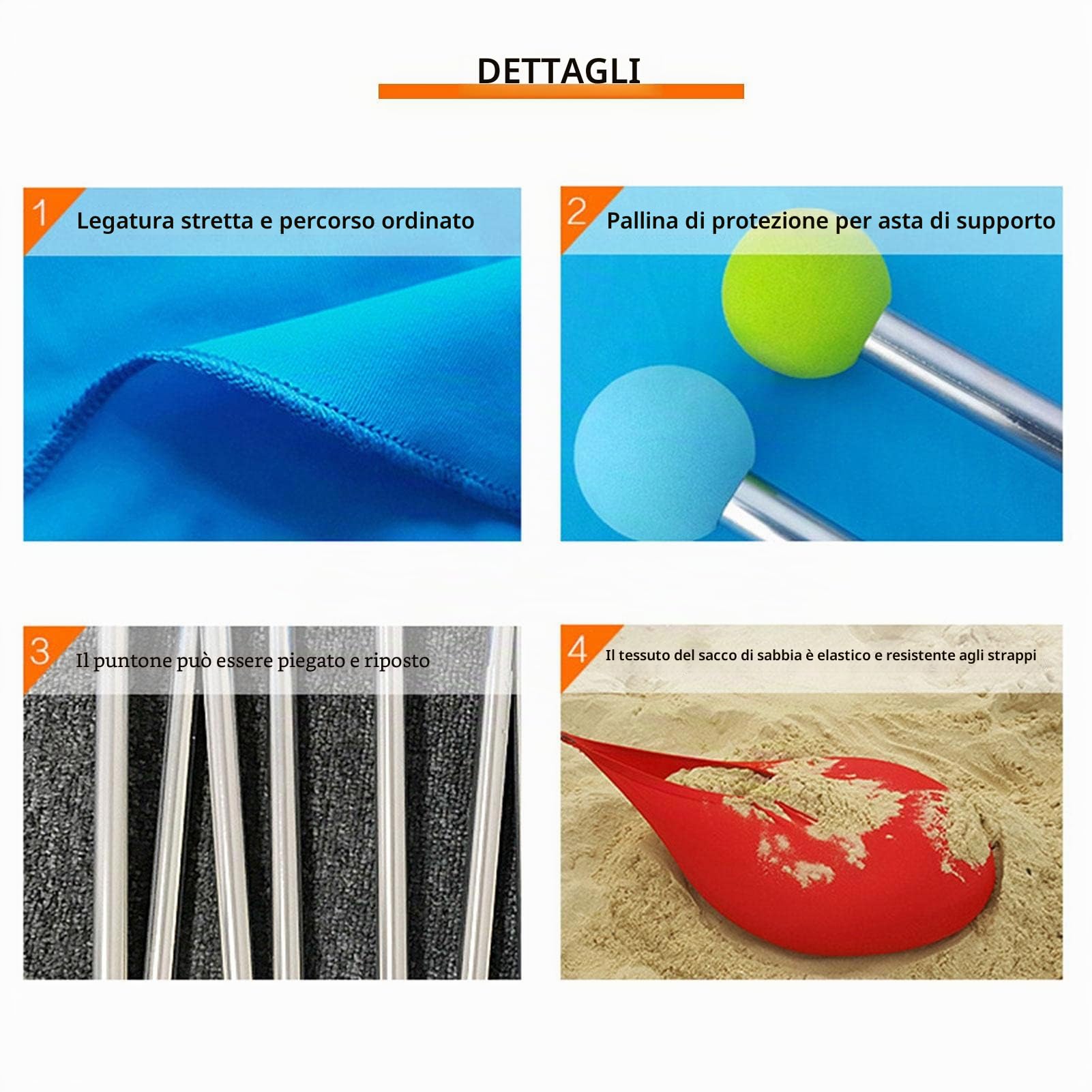 Yeeda Tenda da spiaggia grande antivento design parasole portatile, per famiglie con 2 pali in alluminio, 1 borsa per il trasporto