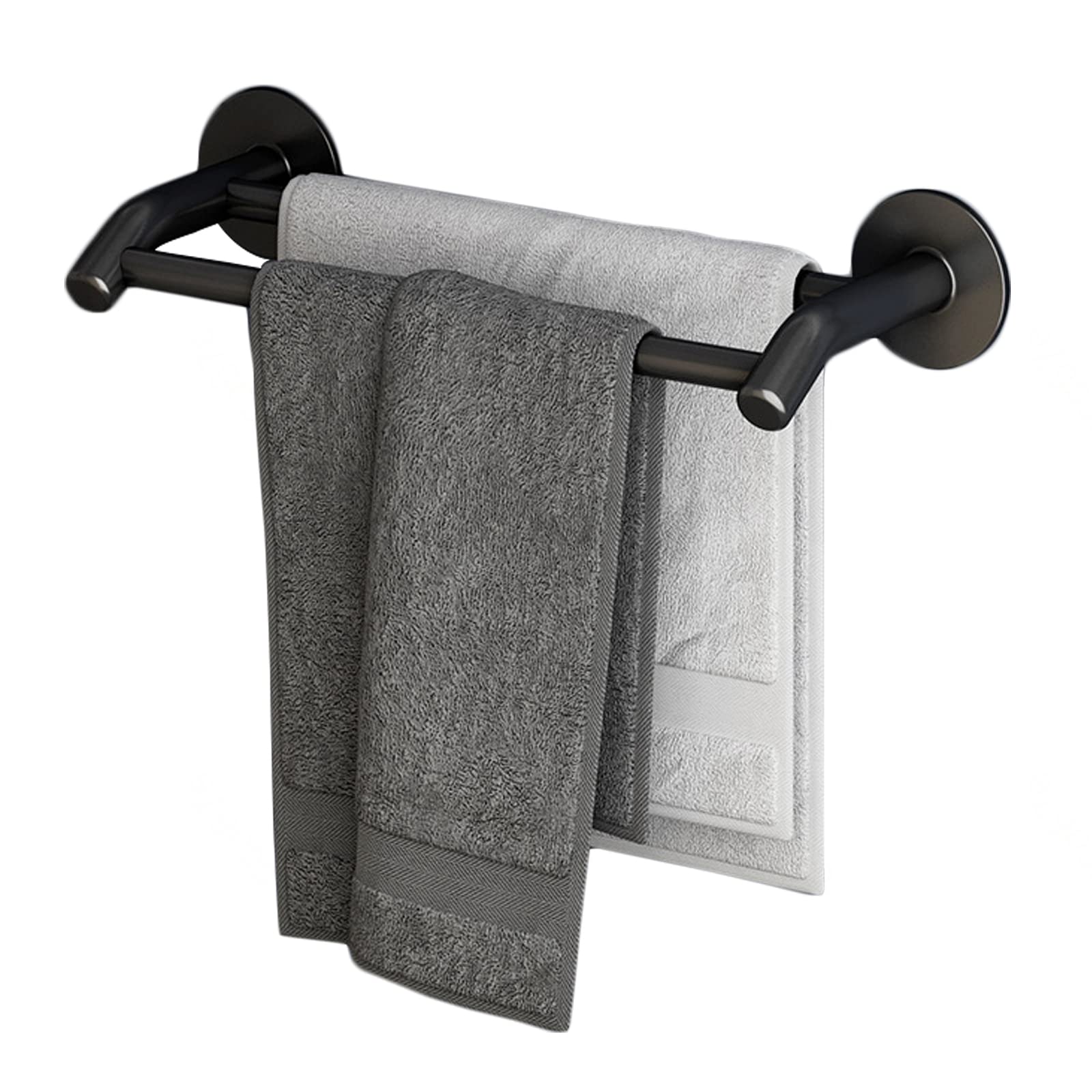 Bathroom Towel Rail Paste Towel Holder Wall Mounted Towel Rack Multifunctional Double Rod Towel Bar Towel Holder Organizer,Black-50cm