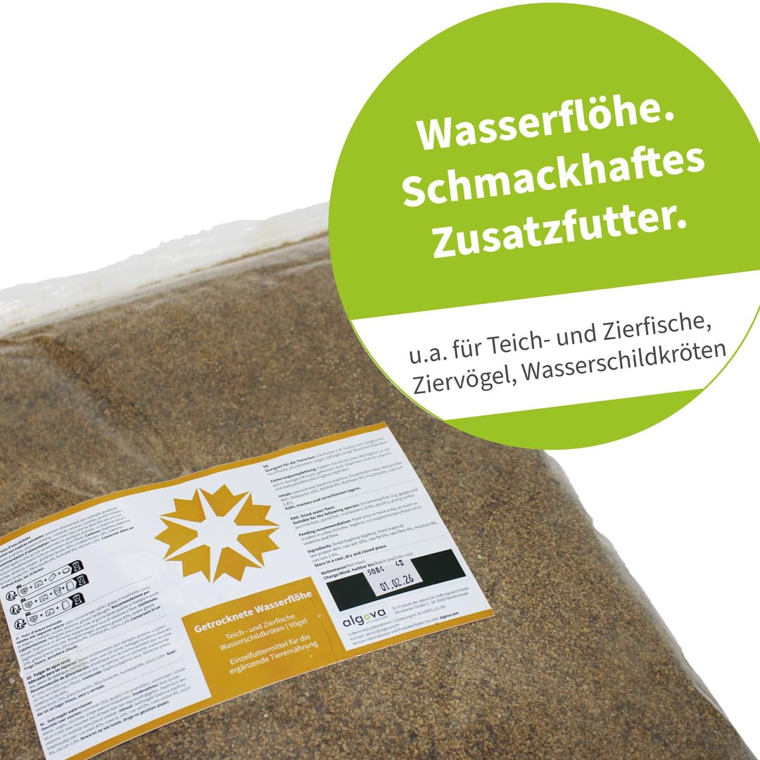 Daphnien Wasserflöhe Getrocknet 4kg | Zierfischfutter für Guppy, Platy, Cichliden, Diskus, Skalar, Koi, Garnelen | Fischfutter | Natur-Futter für Vögel