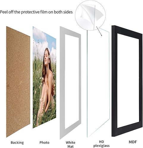 Miniatura 4 de EYMPEU Portarretratos de 5 x 7 pulgadas con paspartú, de madera negra, para exhibir fotos de 5 x 7 con paspartú o fotos de 6 x 8 pulgadas sin