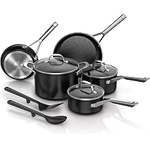 Ninja NeverStick Essential 10-Piece Cookware Set, C19010   Durable Nonstick Pots & Pans, Hard-Anodized, Oven Safe to 500 F, Even Heat Distribution, Metal-Utensil Safe, Dishwasher Safe