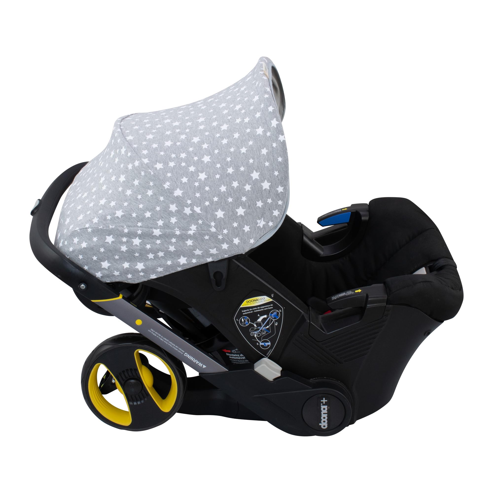 JYOKO Kids Funda para Silla de Auto Y Cochecito Compatible con Doona en Algodón 100% (White Star, Capota)