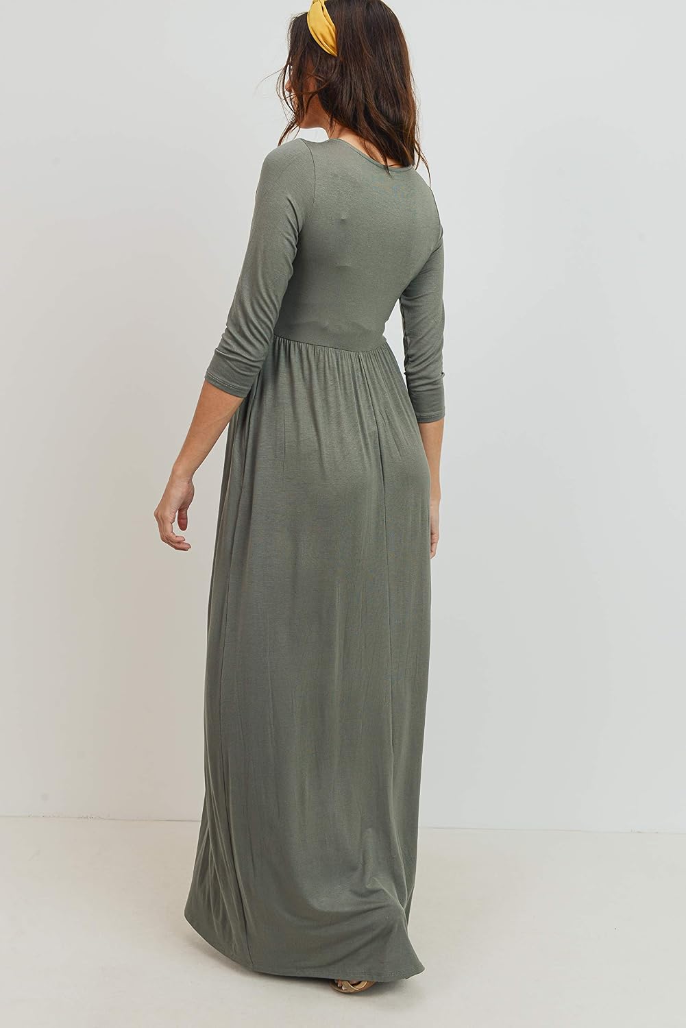 LaClef Women's Wrapped Ruched Maternity Dress with Pocket
