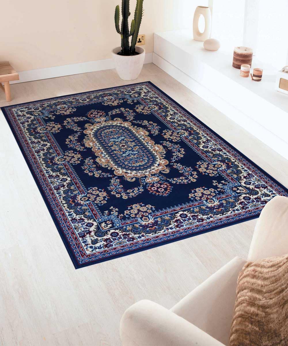 Royal Shiraz 2063 Teppich Läufer für Wohnzimmer, orientalisches persisches Design, Blau, 100 x 200 cm