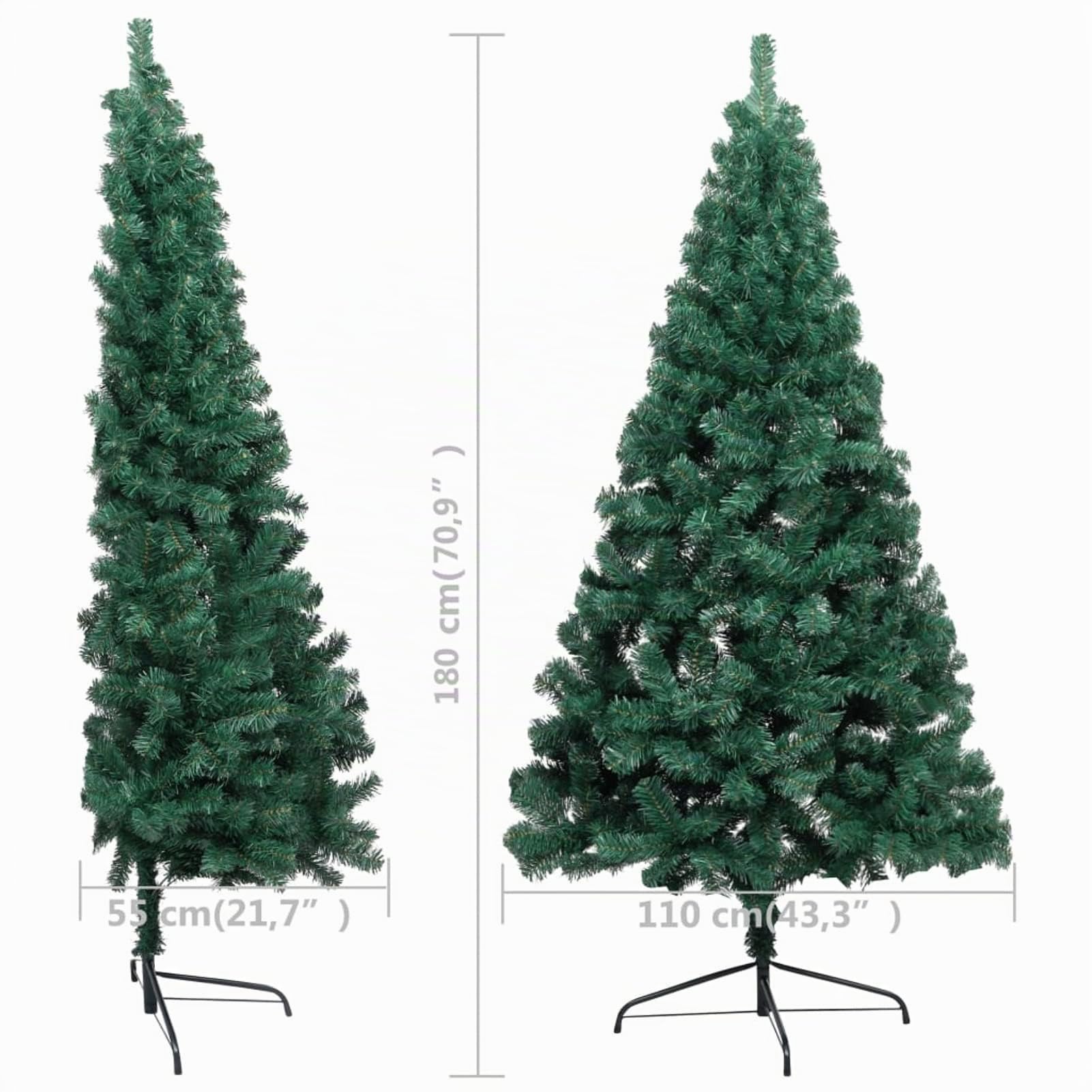 Albero di Natale Artificiale metà con Supporto Verde 180 cm PVC