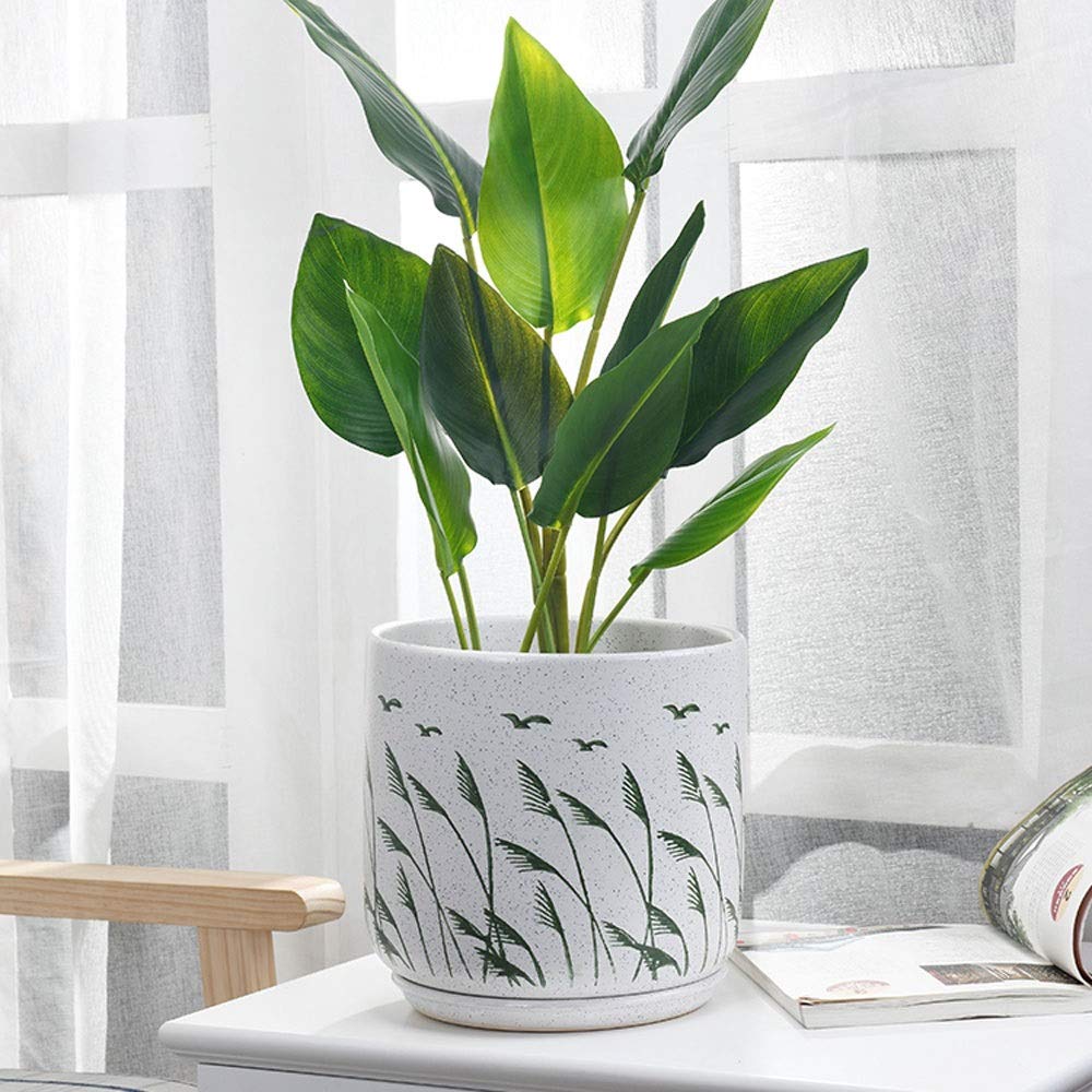 Ceramiczna doniczka na kwiaty kreatywna bardzo duża zielona doniczka na rośliny orchidea bonsai balkon do wewnątrz doniczka na sukulenty z tacą bonsai doniczka na kwiaty zielona roślina stojak na rośliny doniczki