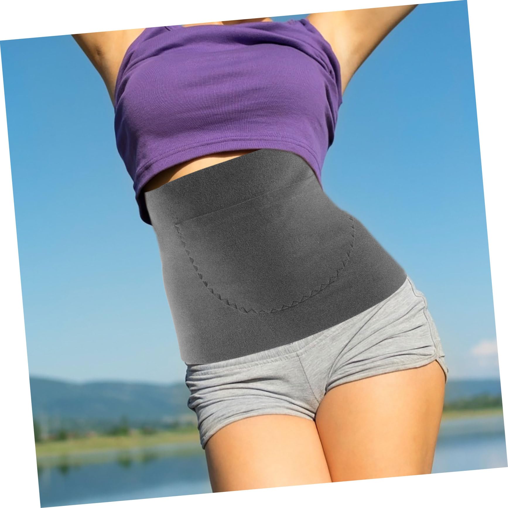 Didiseaon 1pc Women's Warm Waist Protector Belt Lumbar Support Brace for Women Winter Waist Belt Pocket for Heating Patches Grey Double Layer Xl