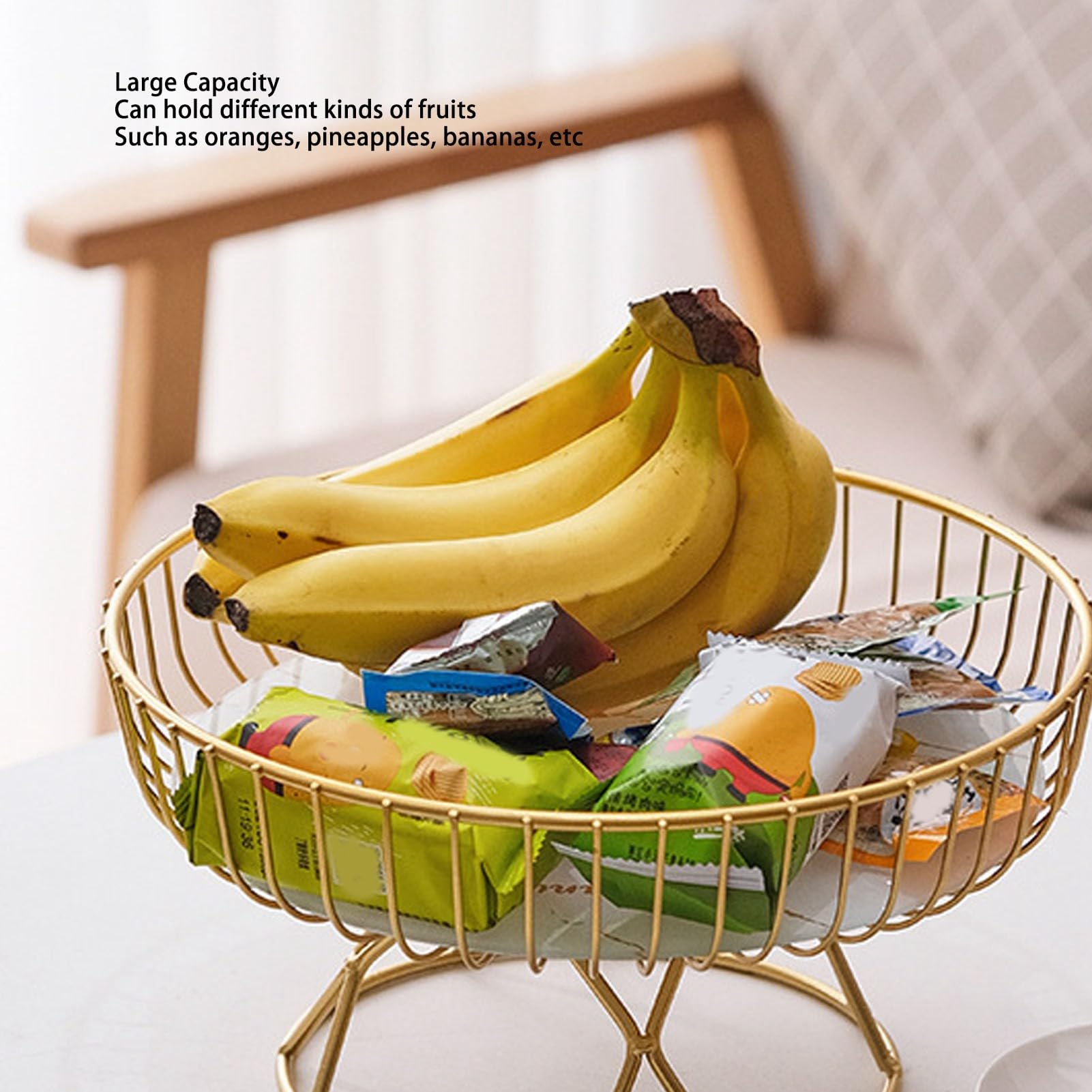 MLINS Metal Wire Fruit Basket Bowl For Kitchen Counter 1 Set Fruit Holder Stand Storage Baskets For Fruits Vegetables Breads Snacks