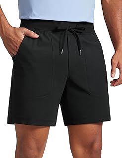 Mens All Day Comfy Pull-On Shorts 7" - Golf Casual Elastic Waist Quick Dry for Athletic Daily with Pockets