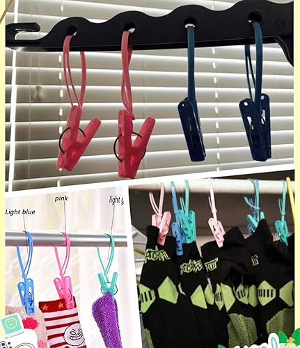Miniatura 8 de DurReus Paquete de 24 pinzas de plástico para ropa, resistentes al viento, clips antideslizantes para ropa para ropa con resorte de acero resistente