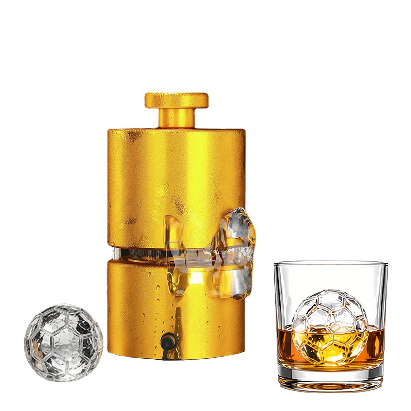 Máquina de Hielo Profesional de Fútbol, 60mm 70mm Prensa de Aluminio de Aviación, Compresión Automática para Esferas de Hielo, Regalo para Aficionados al Whisky(70mm)
