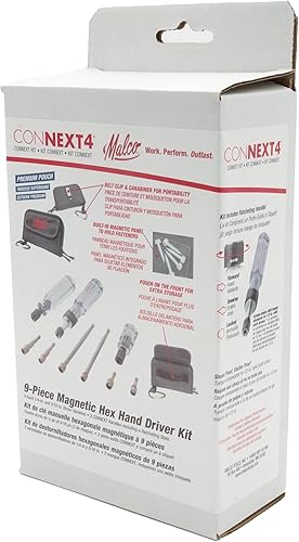 Miniatura 2 de Malco CONNEXT4 Kit de destornillador de mano hexagonal magnético, caja negra, 9 piezas