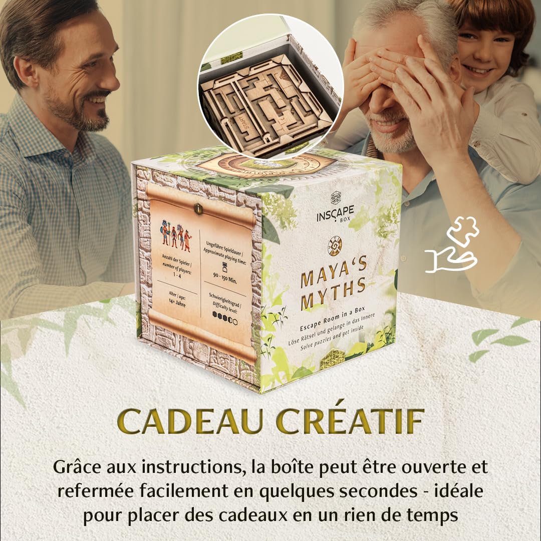 INSCAPE Maya's Myths - Boîte à Puzzle Avec Compartiments Cachés - Puzzles de Salle d'Évasion - Casse-Tête Pour Adultes