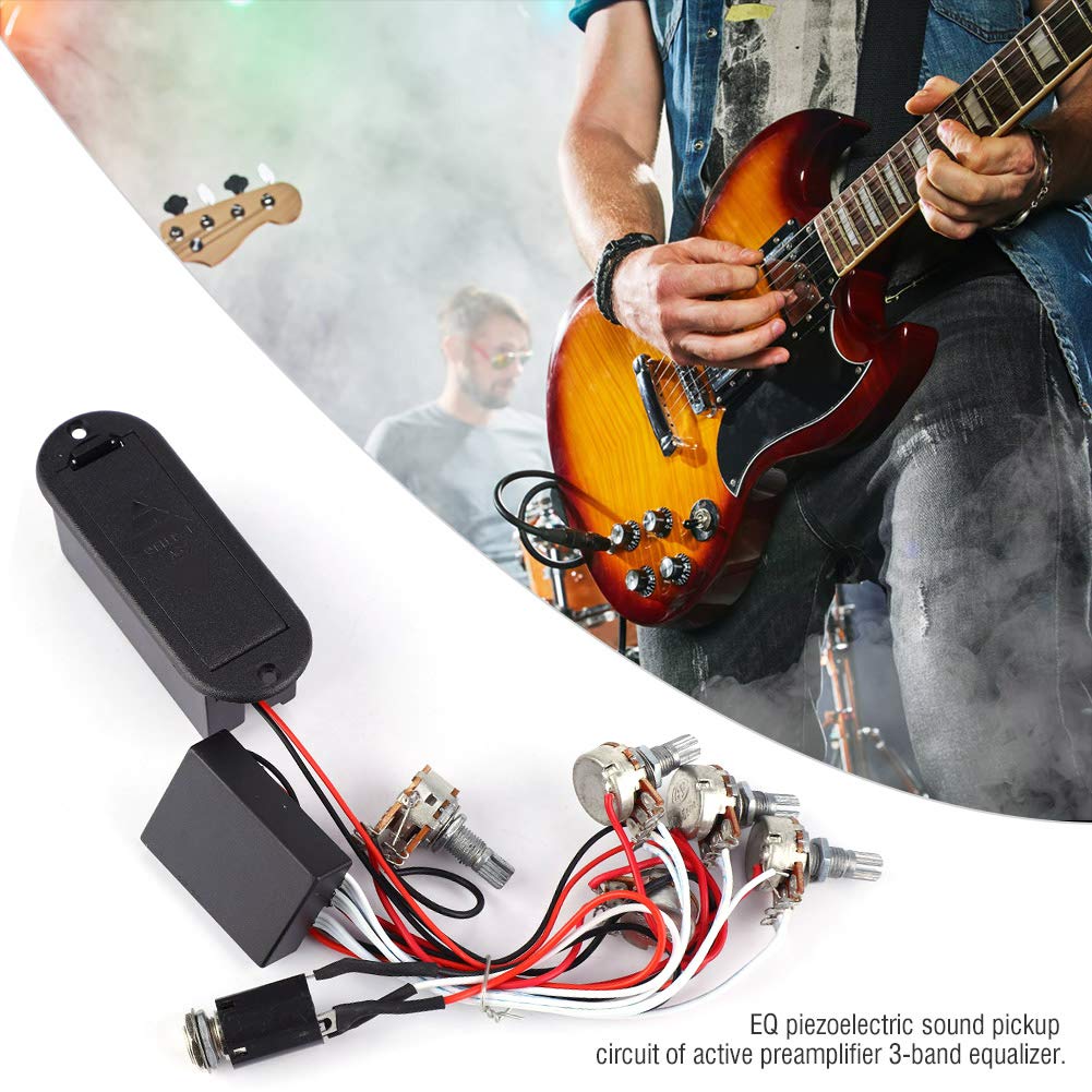 3 Band Active Guitar EQ Preamp Pickup Circuit, Bass Pickups, 3 Band Active EQ Equalizer, Treble, and Volume Control for Players