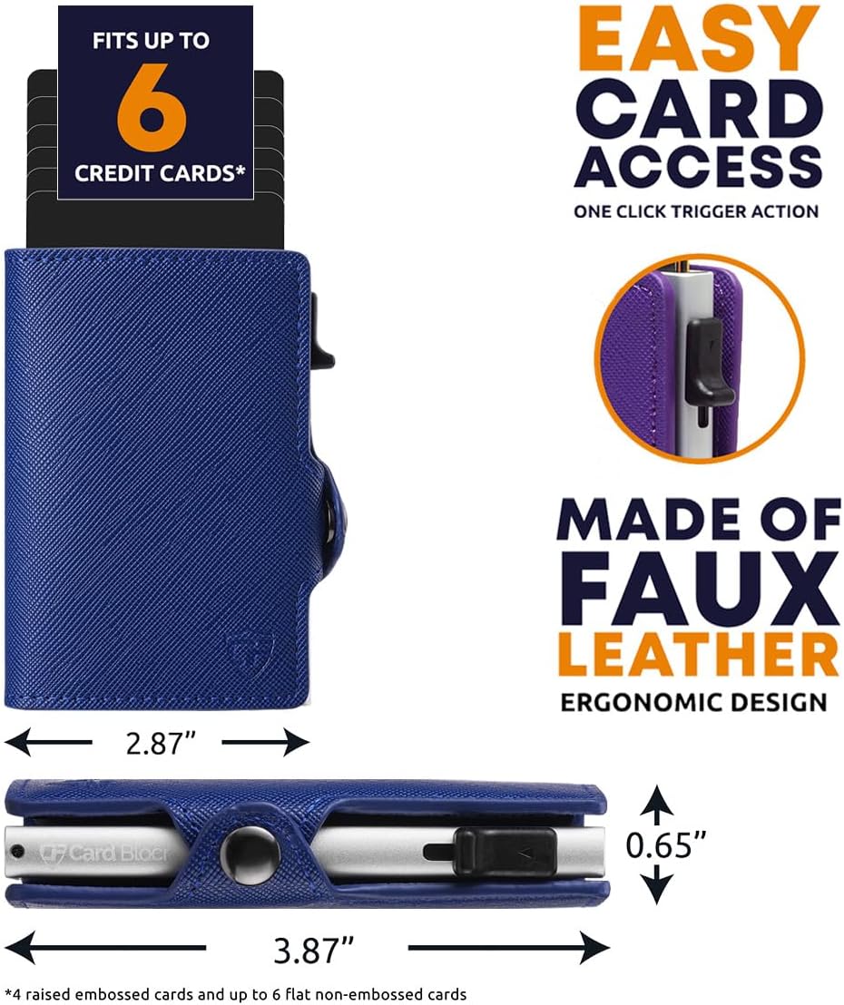 Conceal Plus Small RFID Pop Up Wallet for Women – Slim Minimalist Credit Card Holder (4-6 Card Capacity) – Compact Aluminum Metal Case with RFID Blocking Security Travel Wallet