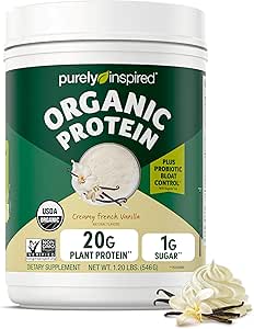 Purely Inspired Plant-Based Protein Powder, Creamy French Vanilla, 16 Servings - Vegan & Organic