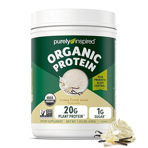 Purely Inspired Plant-Based Protein Powder, Creamy French Vanilla | 20g of Pea Protein Powder for Smoothies & Shakes - Vegan & Organic - Dairy-Free & Gluten-Free - For Men & Women (16 Servings)